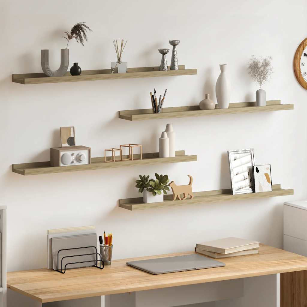 vidaXL Wandregale 4 Stk. Sonoma-Eiche 80x9x3 cm