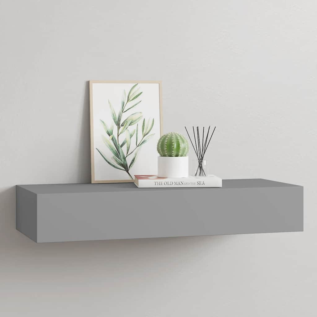 vidaXL Wandregal mit Schublade Grau 60x23,5x10 cm MDF