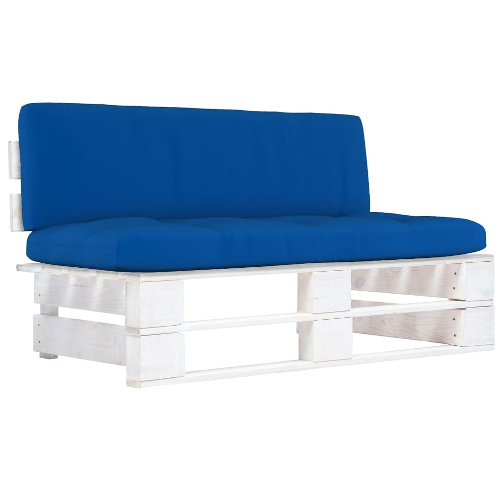 vidaXL Outdoor-Mittelsofa Paletten Kiefernholz Imprägniert Weiß