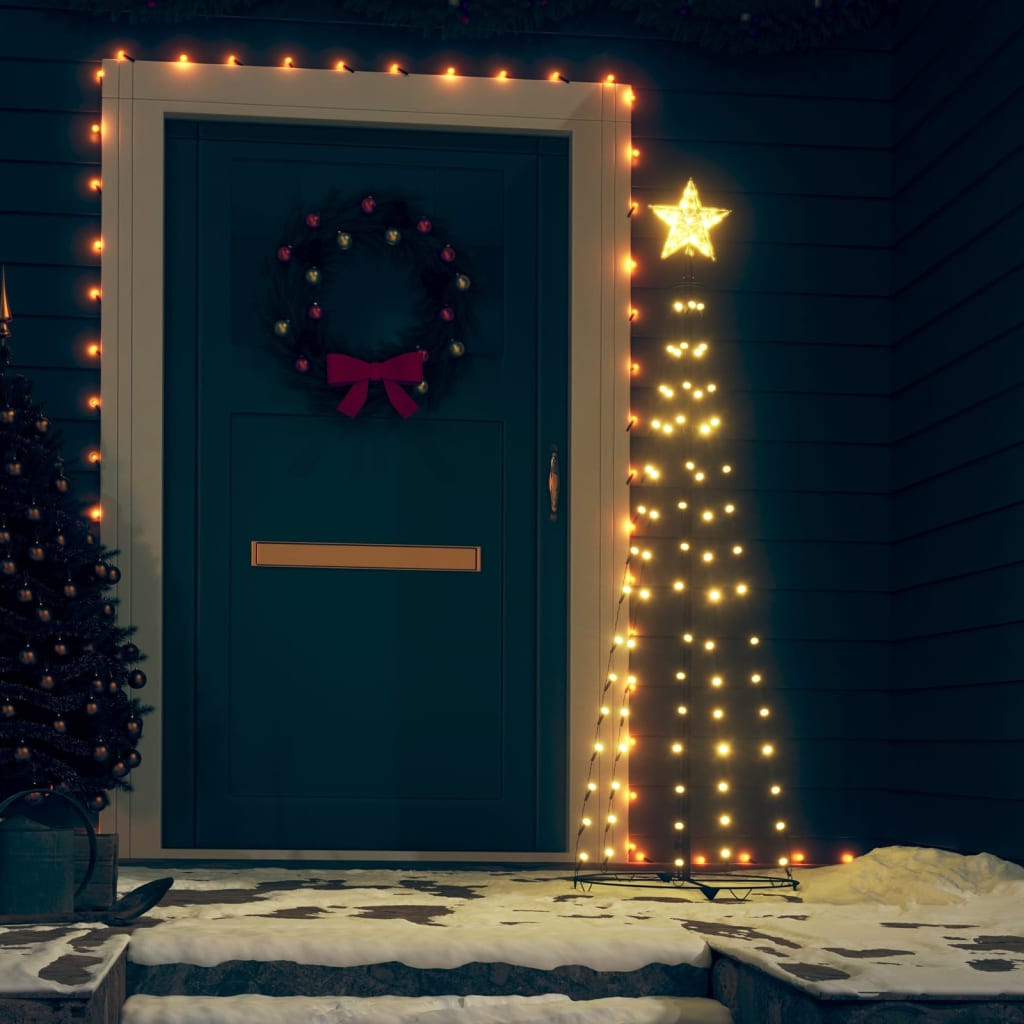 vidaXL Weihnachtsbaum Kegelform 70 LEDs Deko Warmweiß 50x120 cm