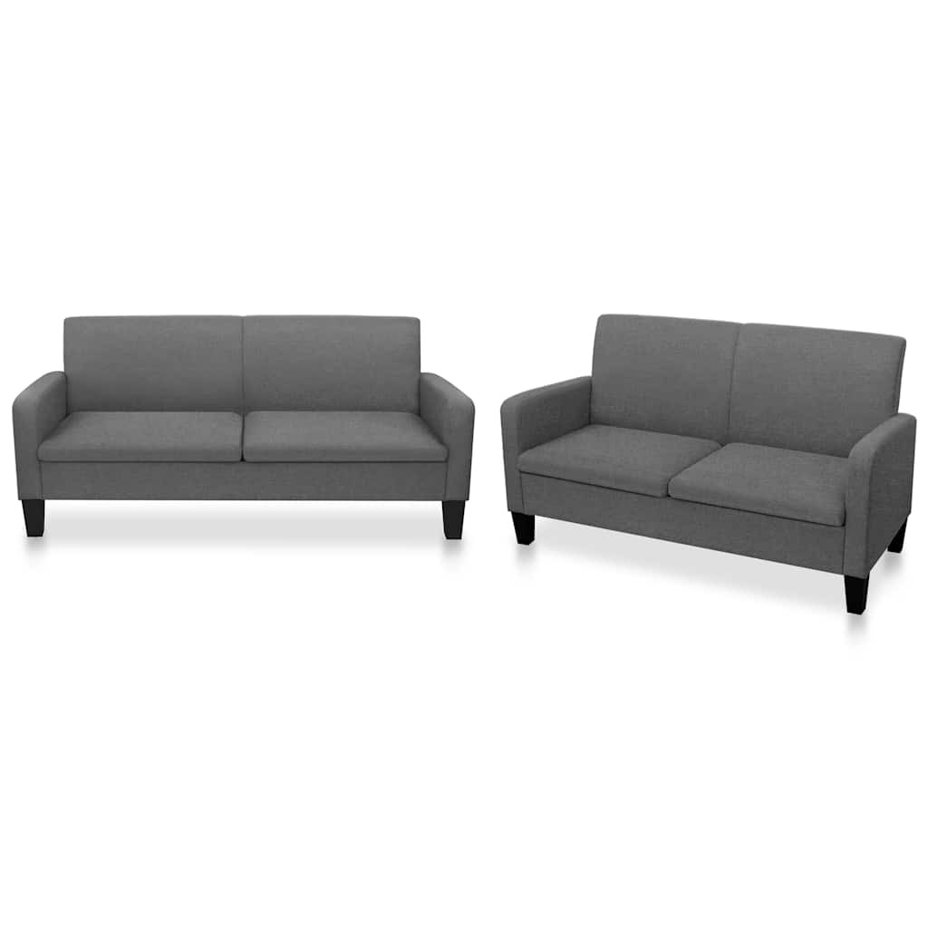 vidaXL 2-tlg. Sofagarnitur Stoff Dunkelgrau