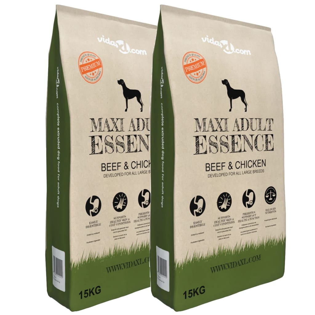 vidaXL Trockenfutter Hunde Maxi Adult Essence Beef&Chicken 2 Stk 30 kg