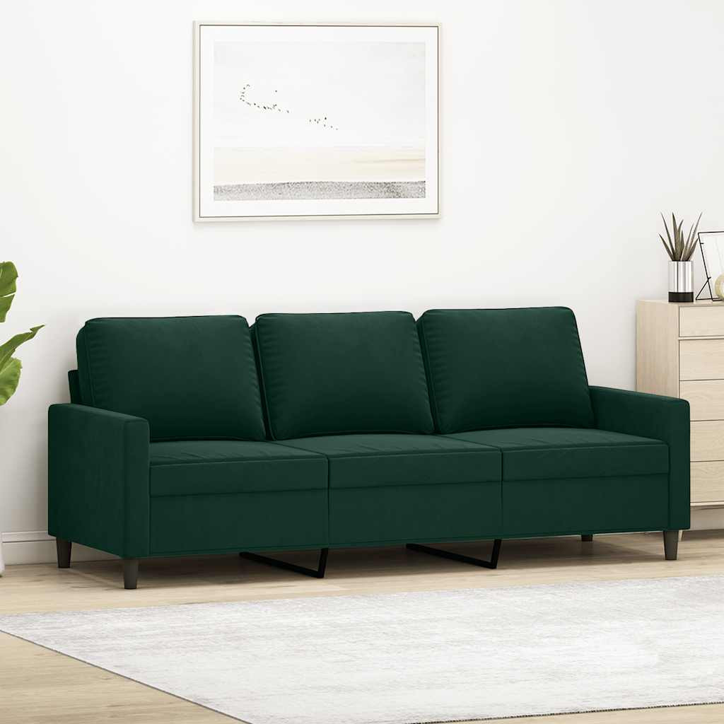 vidaXL 3-Sitzer-Sofa Dunkelgrün 180 cm Samt
