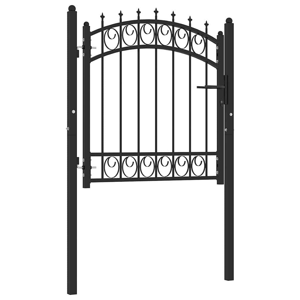 vidaXL Zauntor EMMEN mit Spikes Stahl 103 x 97 cm Schwarz