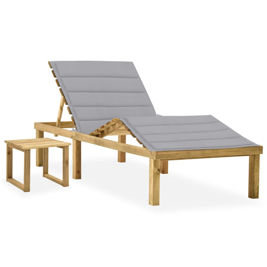 vidaXL Garten-Sonnenliege mit Tisch und Auflage Kiefer Imprägniert
