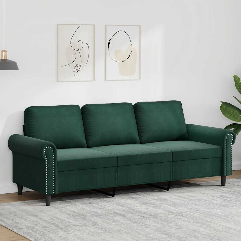 vidaXL 3-Sitzer-Sofa Dunkelgrün 180 cm Samt