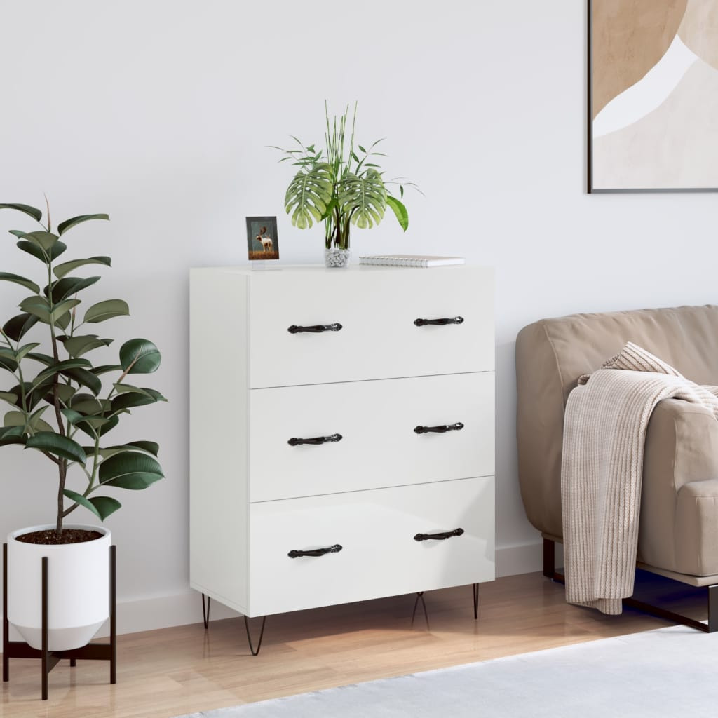 vidaXL Sideboard Hochglanz-Weiß 69,5x34x90 cm Holzwerkstoff