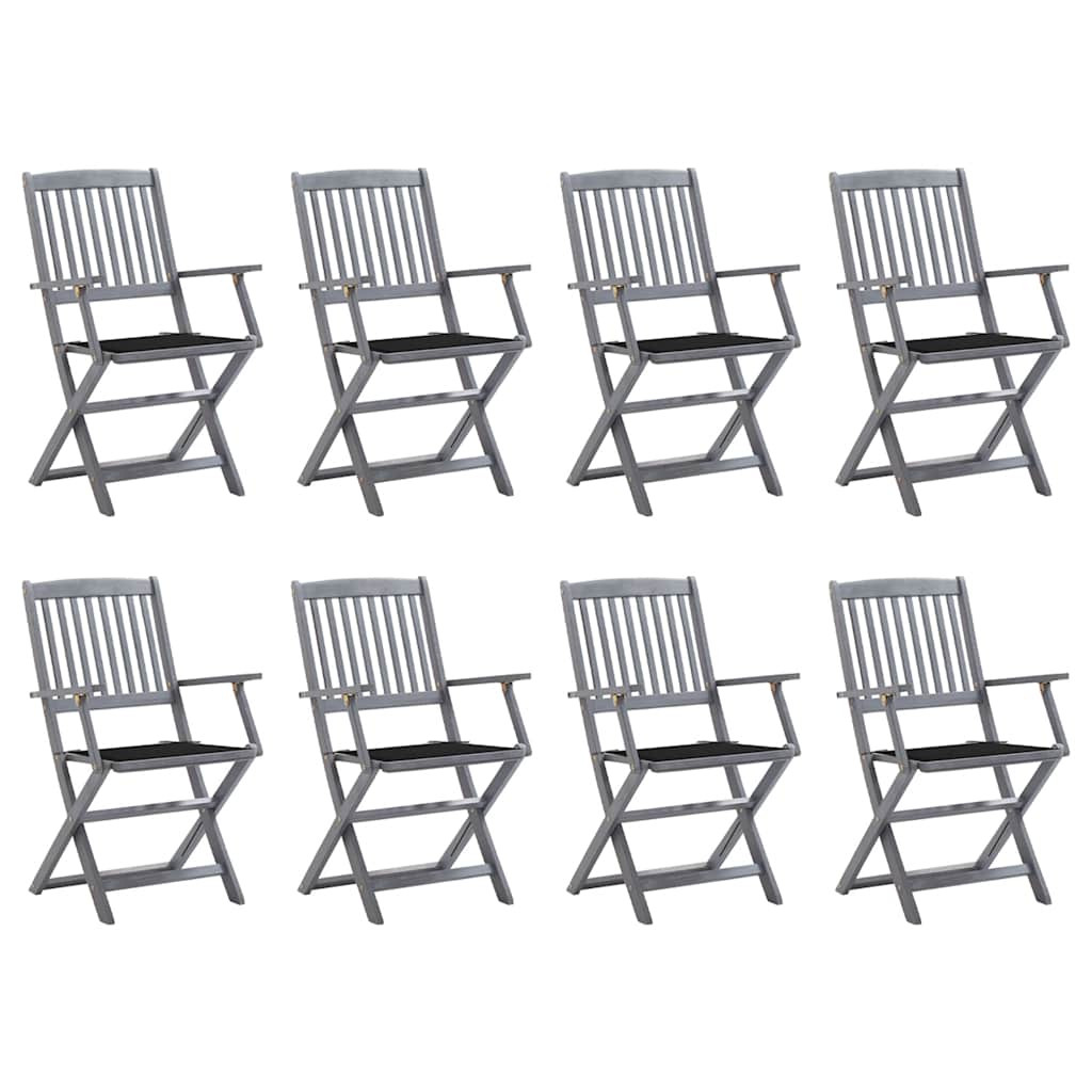vidaXL Klappbare Gartenstühle 8 Stk. mit Kissen Massivholz Akazie