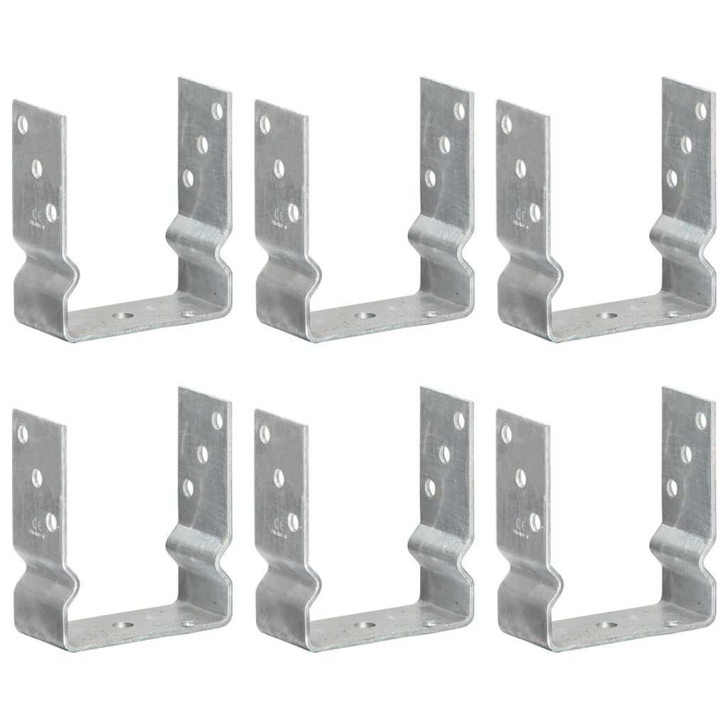 vidaXL Pfostenträger 6 Stk. Silbern 12×6×15 cm Verzinkter Stahl