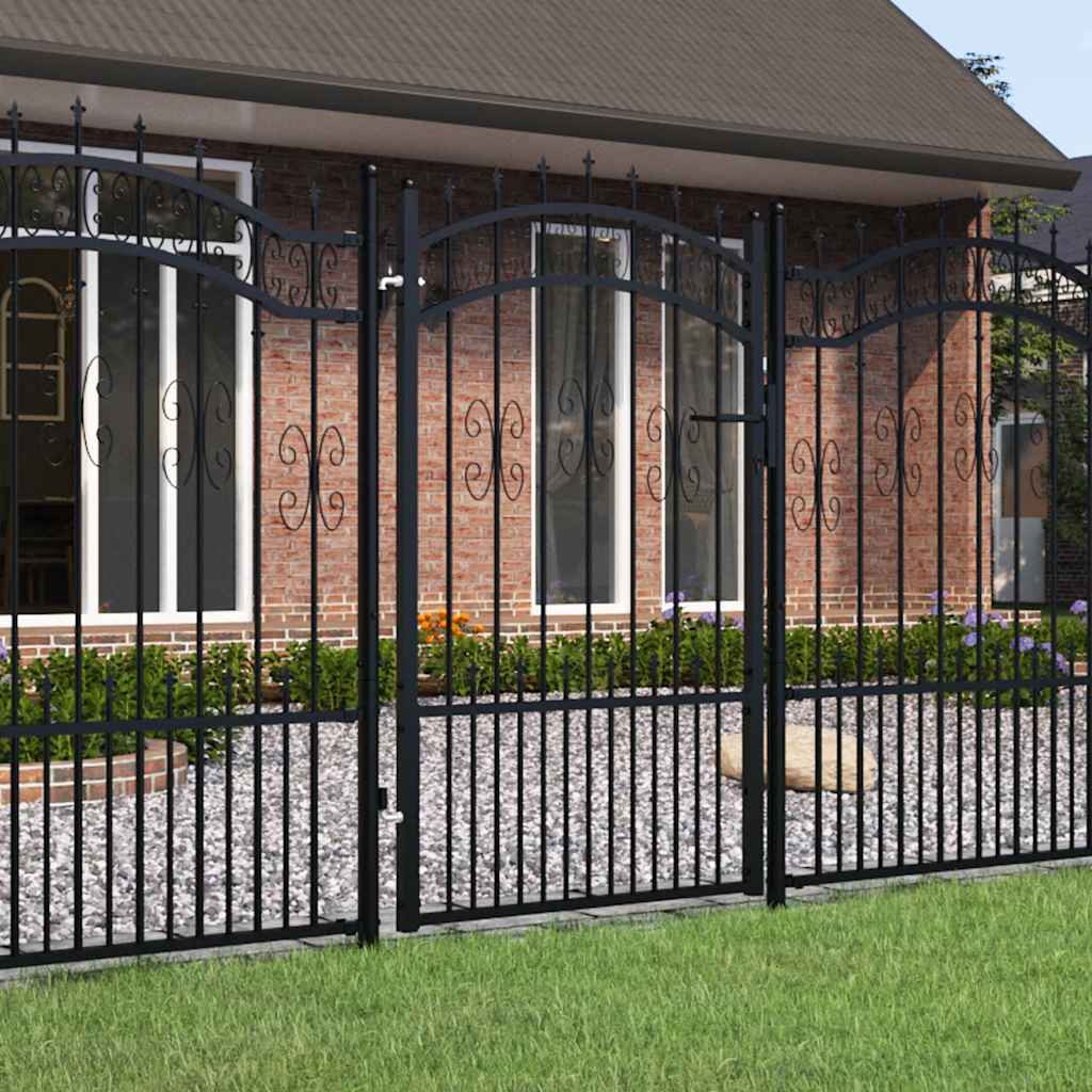 vidaXL Gartentor KAMPEN mit Speerspitze Schwarz 103 x 150 cm Stahl