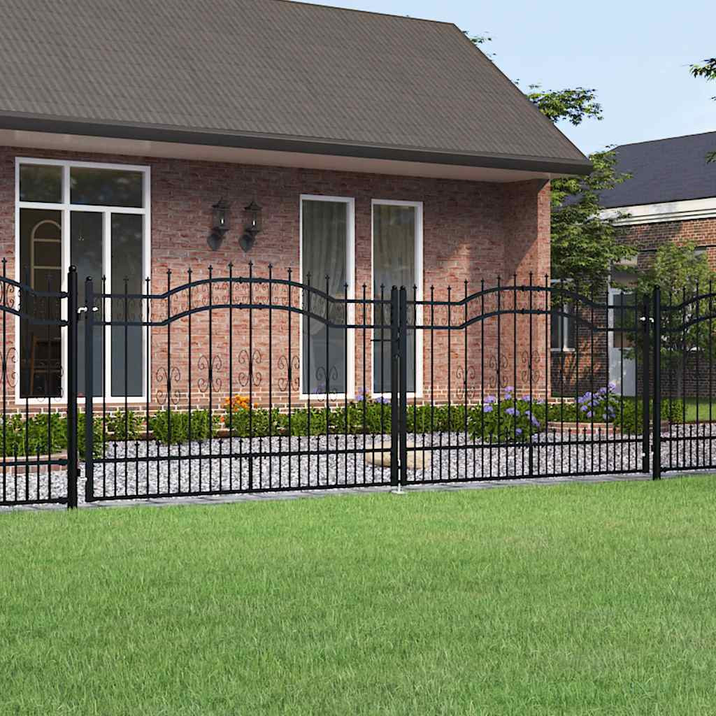 vidaXL Gartentor KAMPEN mit Speerspitze Schwarz 394,5 x 125 cm Stahl