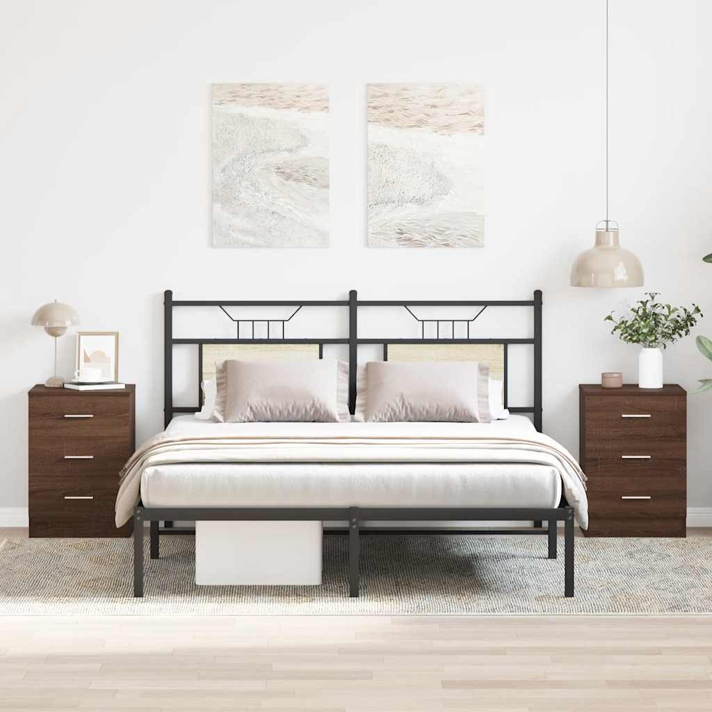 vidaXL Nachttische 2 Stk. Braun Eichen-Optik 38x35x56 cm Holzwerkstoff