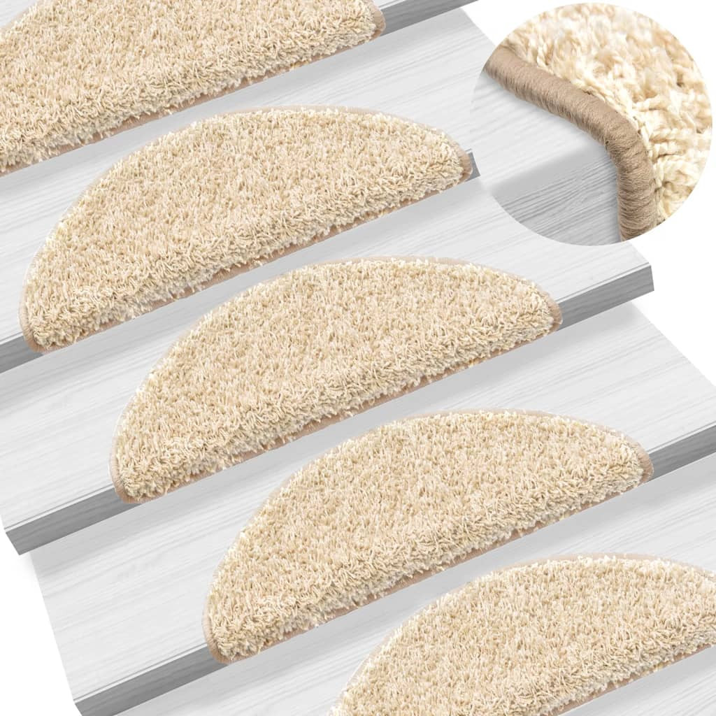 vidaXL Stufenmatten 10 Stk. 56x17x3 cm Creme Halbrund
