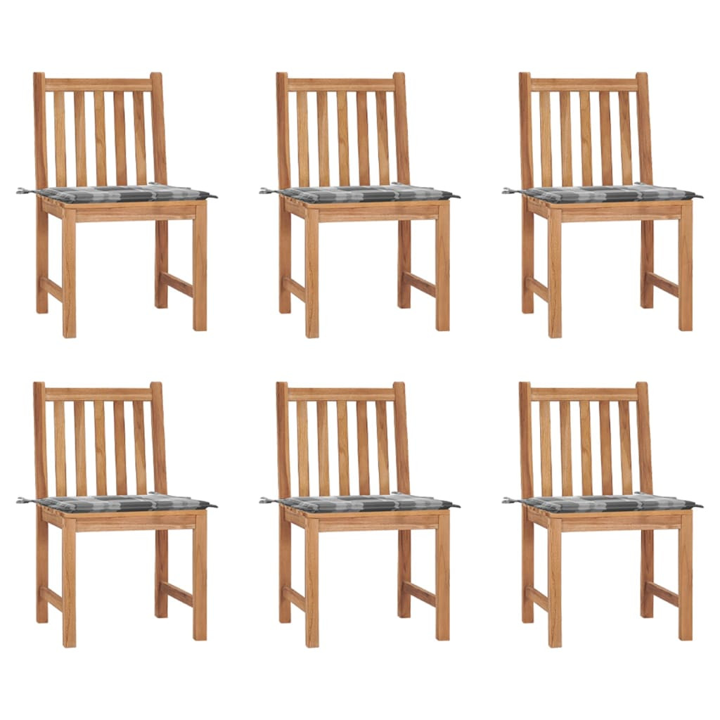 vidaXL Gartenstühle 6 Stk. mit Kissen Massivholz Teak