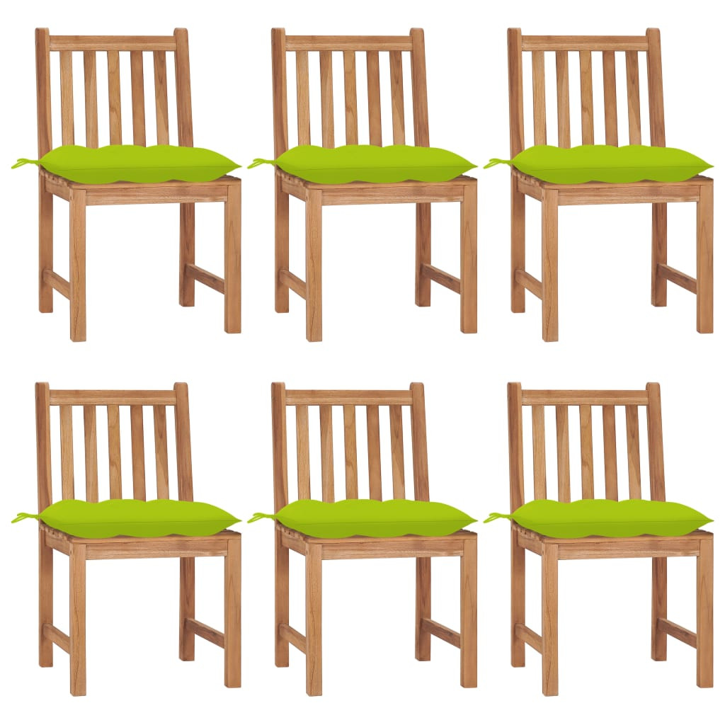 vidaXL Gartenstühle 6 Stk. mit Kissen Massivholz Teak