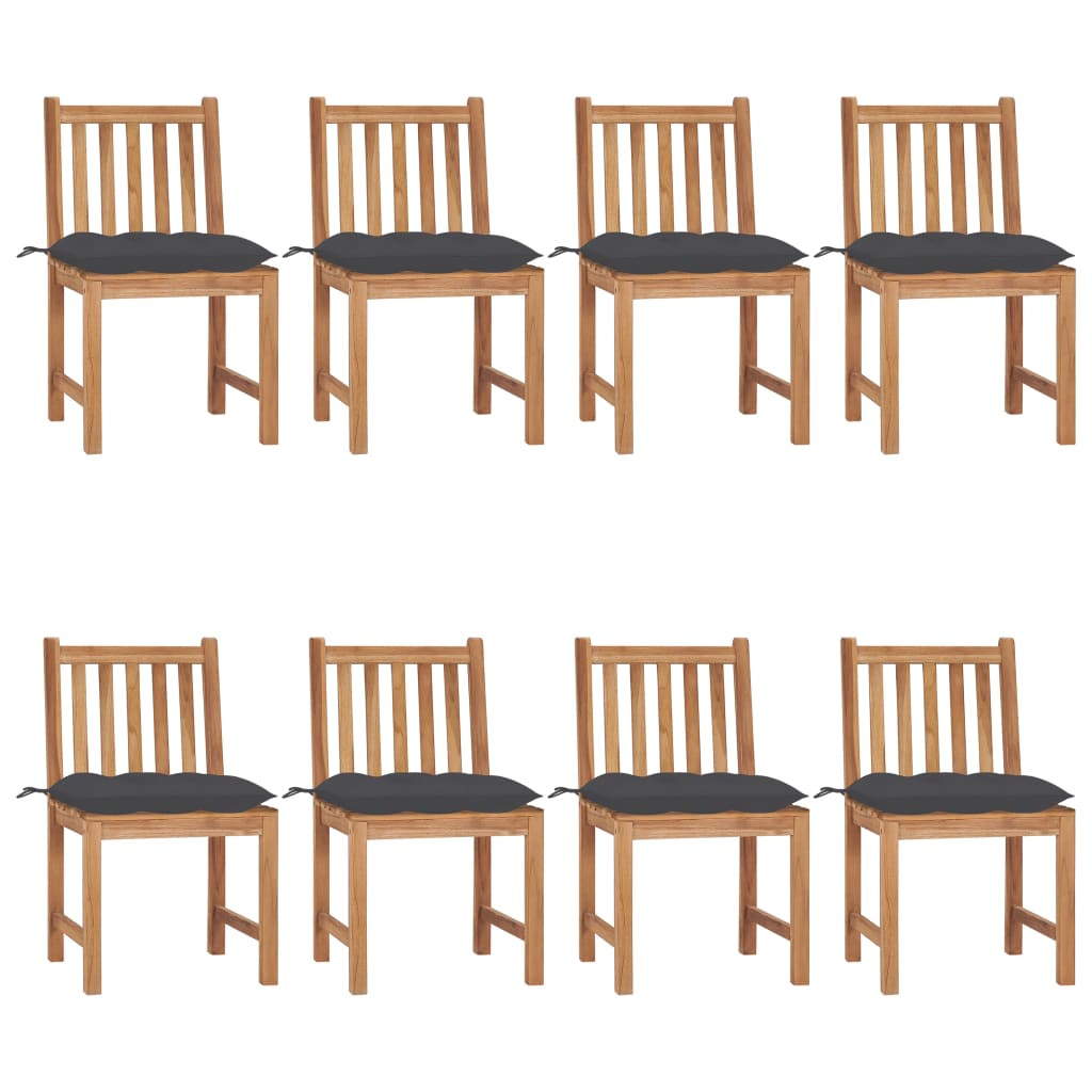 vidaXL Gartenstühle 8 Stk. mit Kissen Massivholz Teak