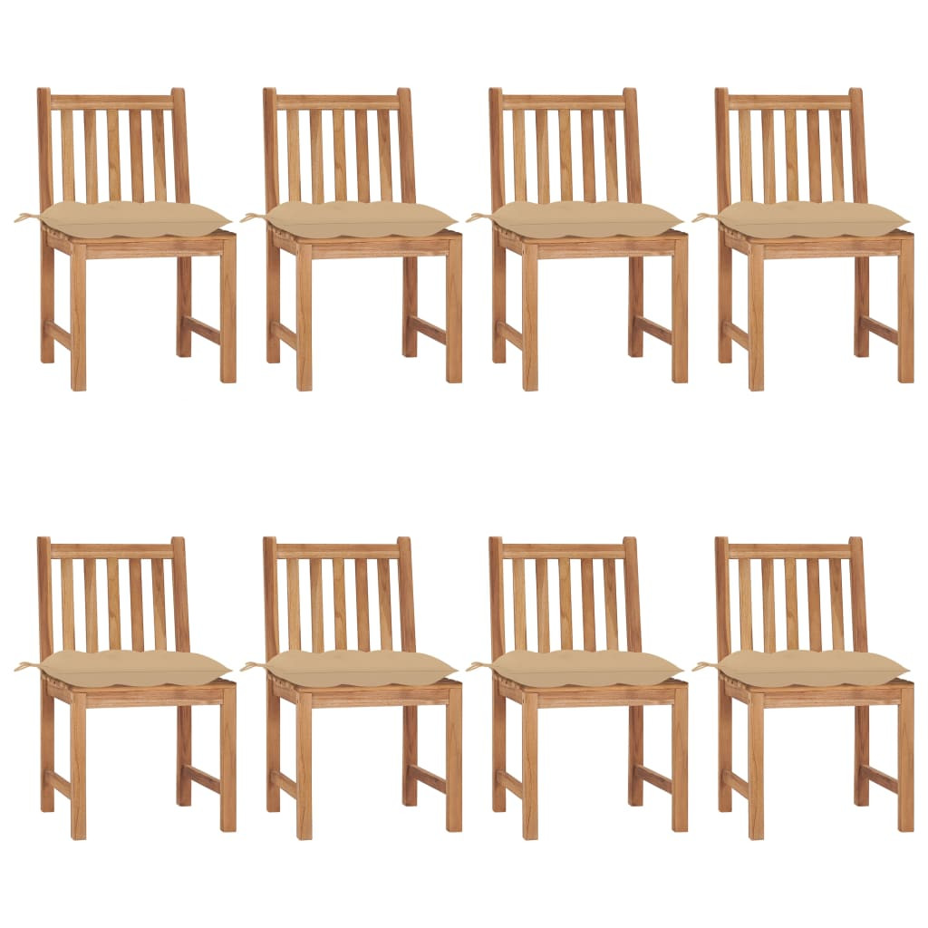 vidaXL Gartenstühle 8 Stk. mit Kissen Massivholz Teak
