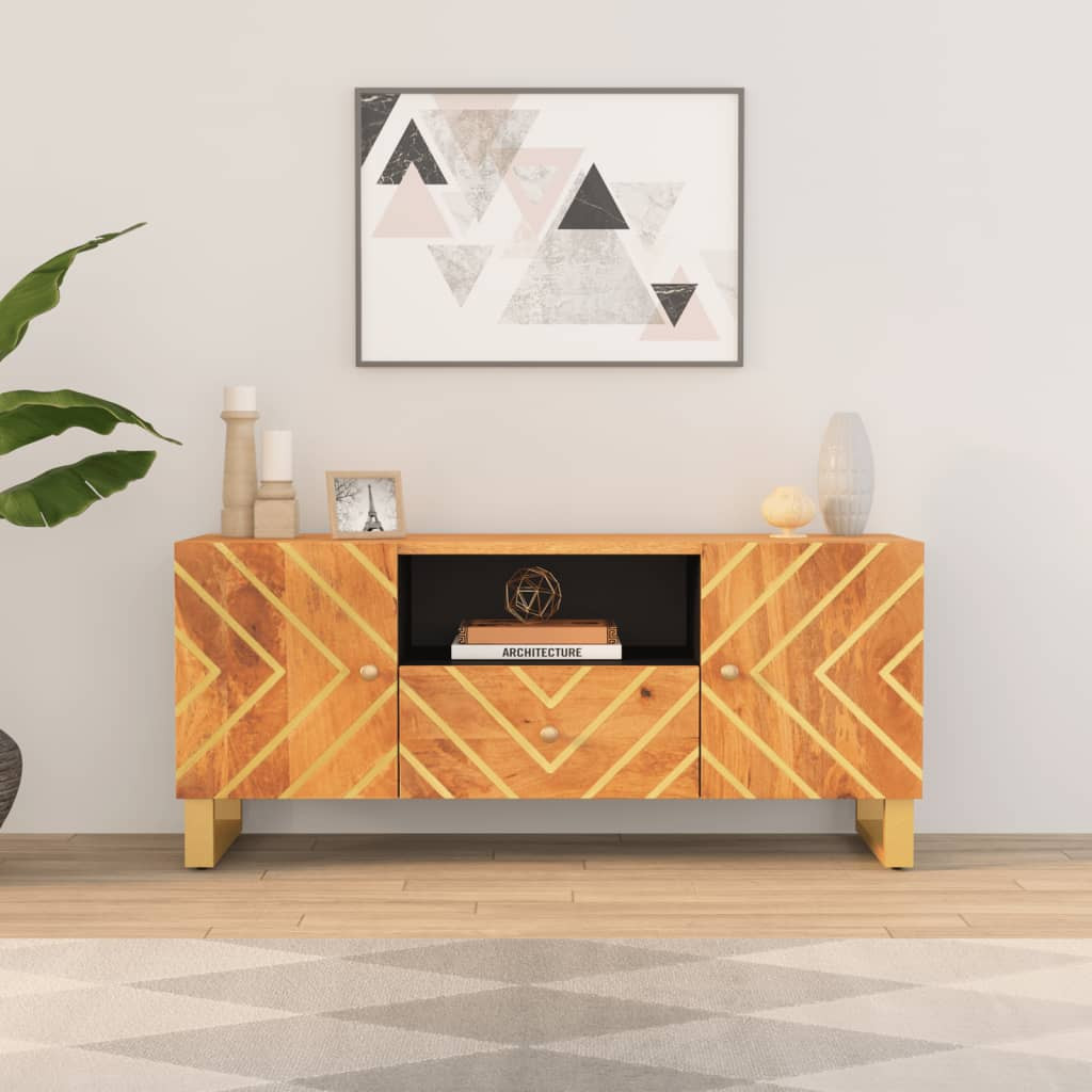 vidaXL TV-Schrank Braun und Schwarz 105x33,5x46 cm Massivholz Mango