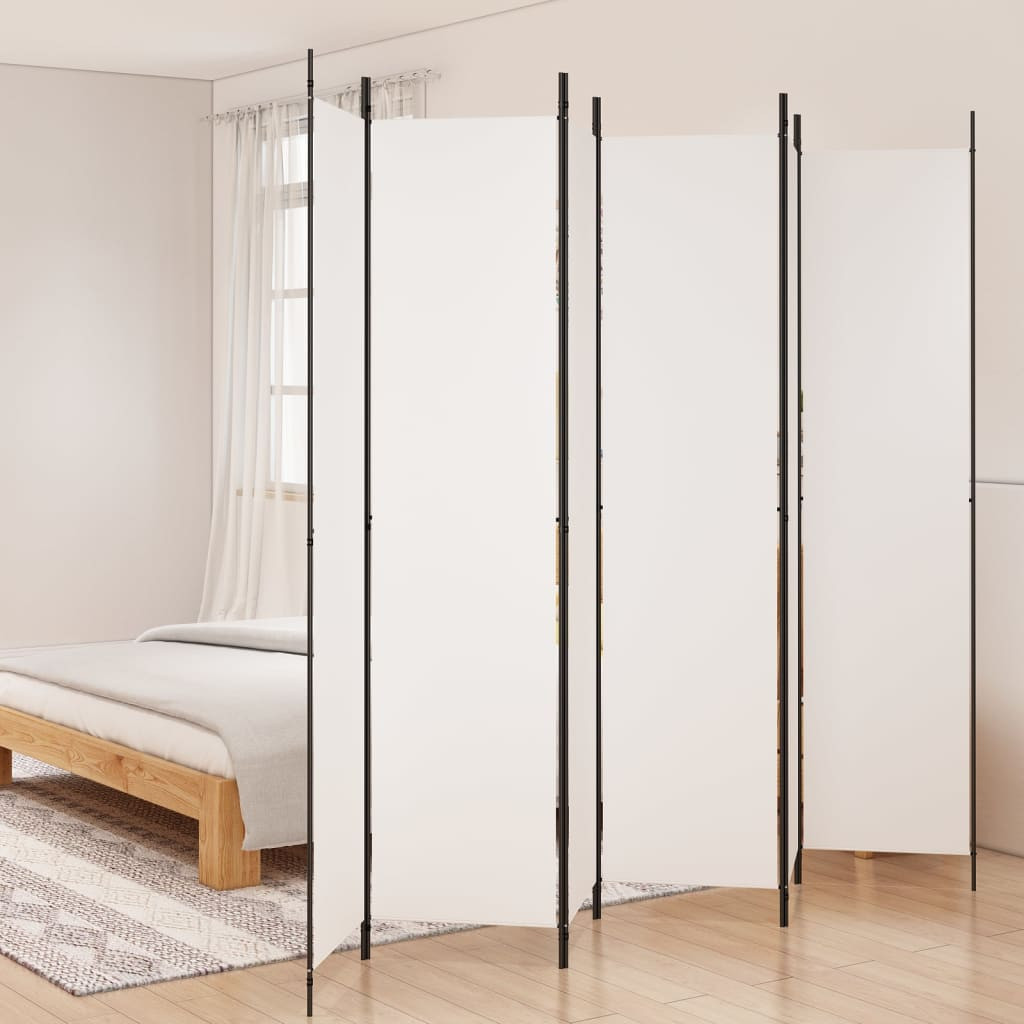 vidaXL 6-tlg. Paravent Weiß 300x220 cm Stoff