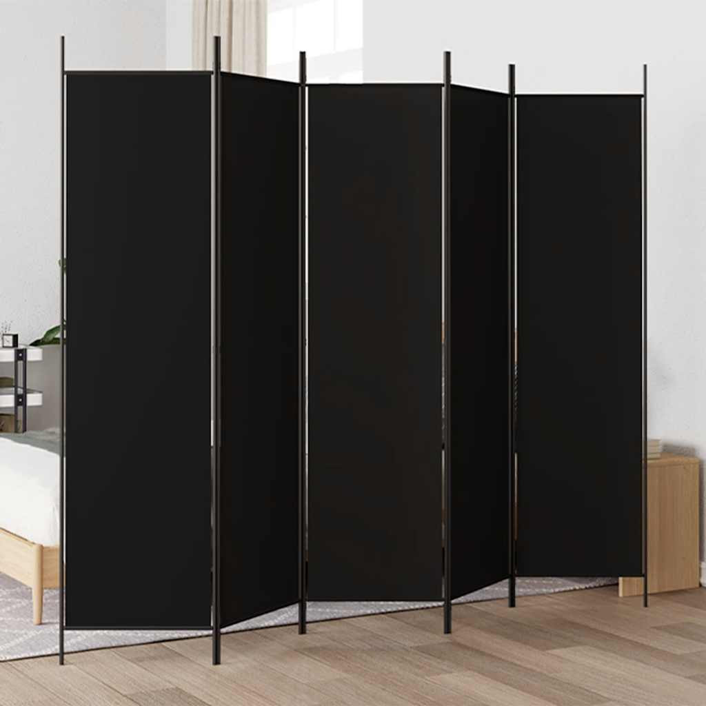 vidaXL 5-tlg. Paravent Schwarz 250x200 cm Stoff