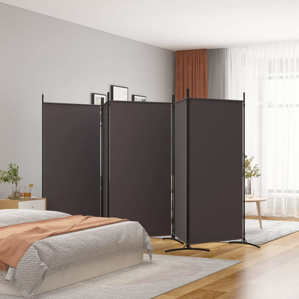 vidaXL 5-tlg. Paravent Braun 433x180 cm Stoff
