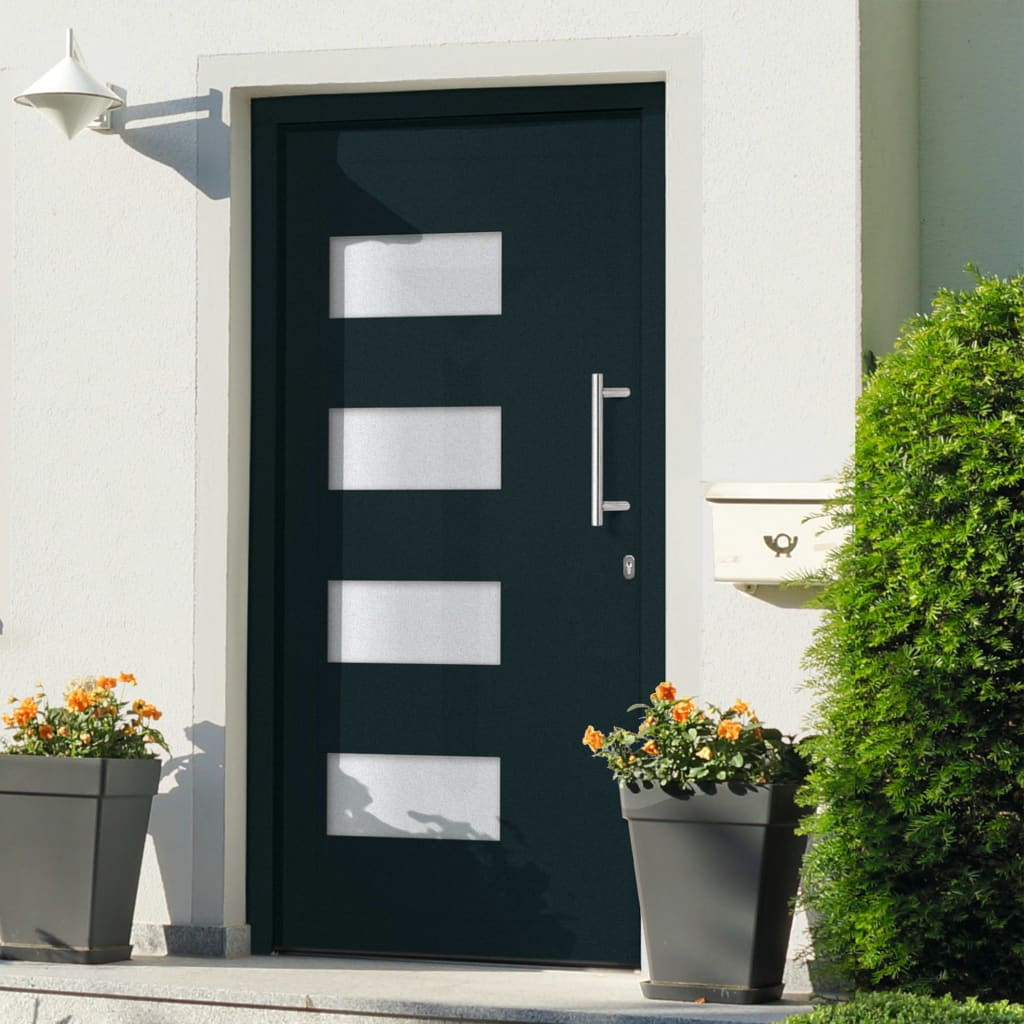 vidaXL Haustür Aluminium und PVC Anthrazit 110x210 cm