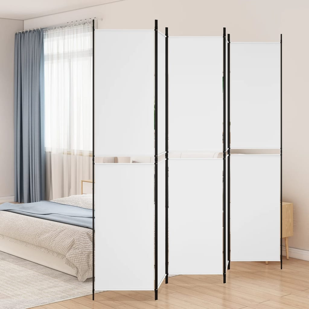 vidaXL 5-tlg. Paravent Weiß 250x220 cm Stoff