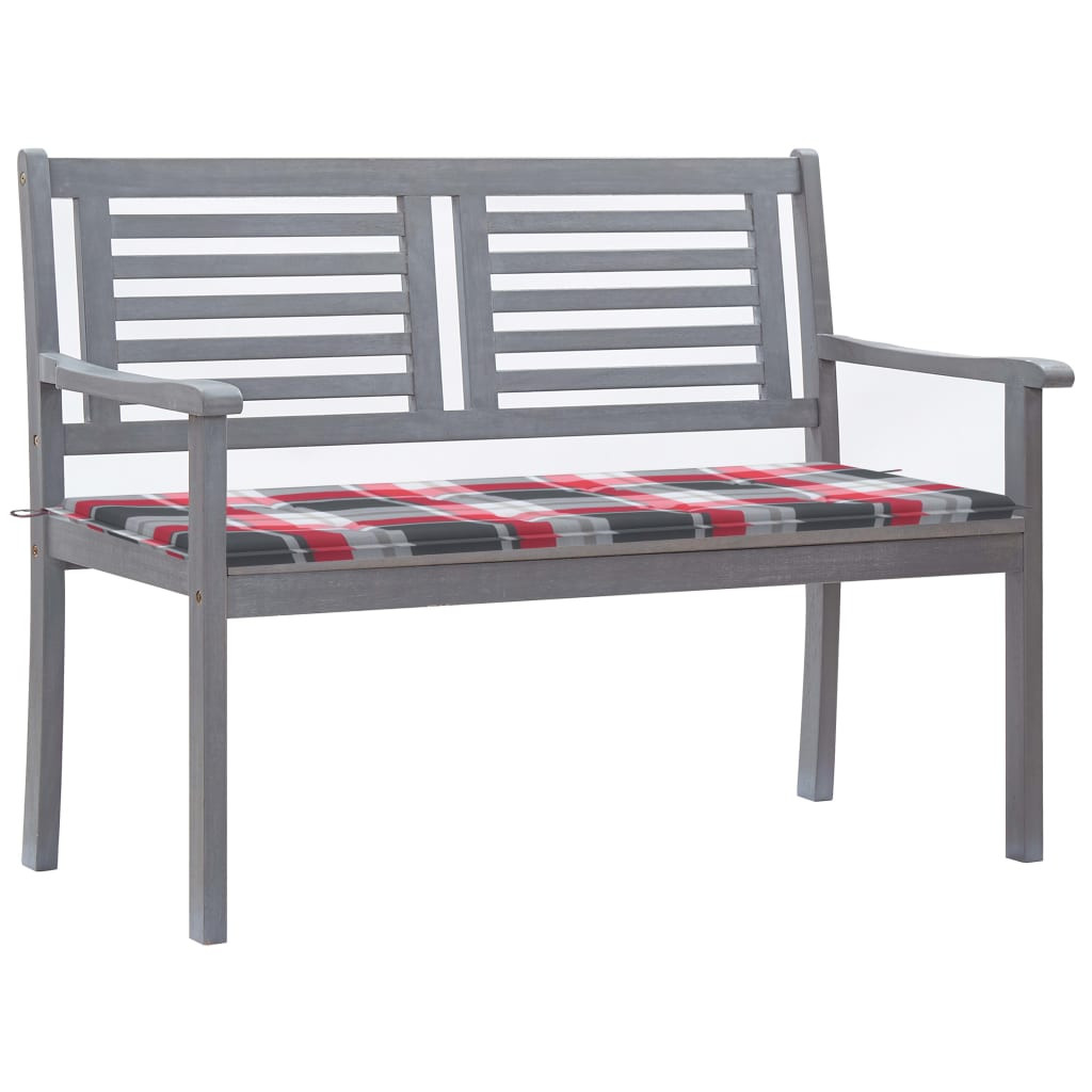 vidaXL 2-Sitzer-Gartenbank mit Auflage 120 cm Grau Eukalyptusholz