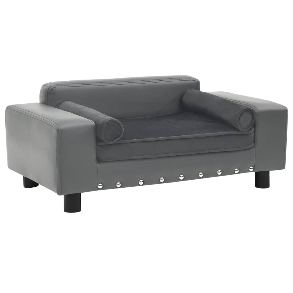 vidaXL Hundesofa Grau 81x43x31 cm Plüsch und Kunstleder