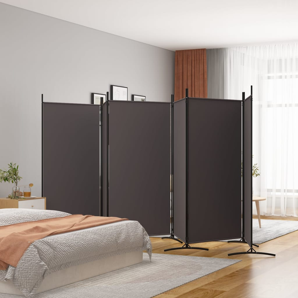 vidaXL 6-tlg. Paravent Braun 520x180 cm Stoff