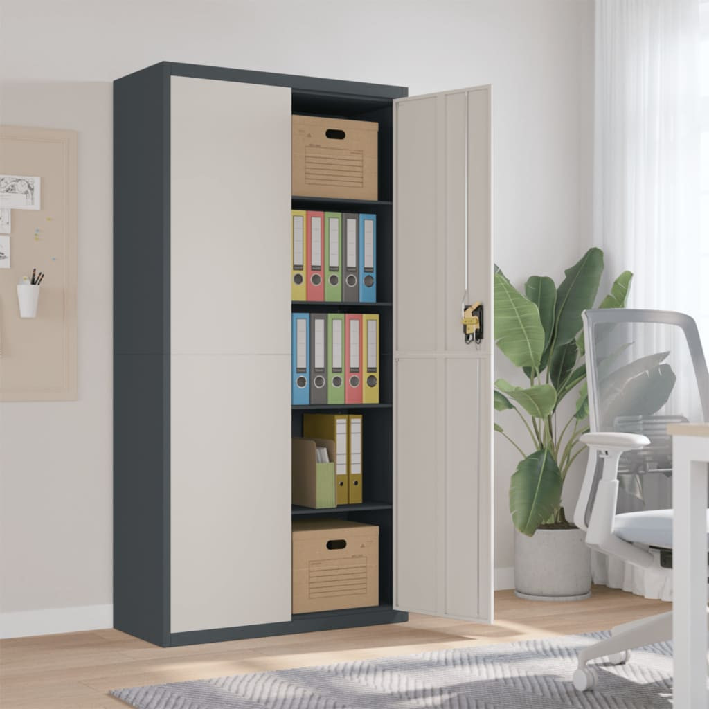 vidaXL Aktenschrank Anthrazit und Weiß 90x40x180 cm Stahl