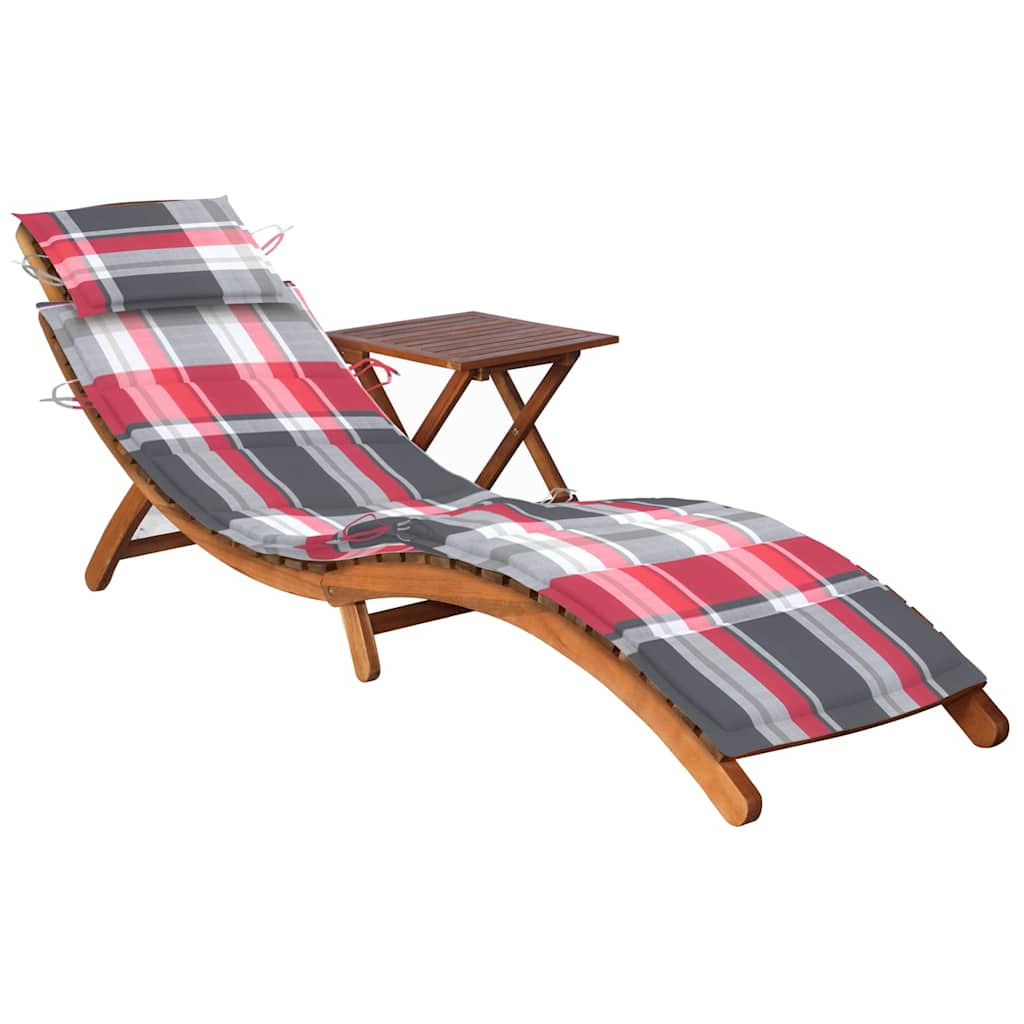 vidaXL Sonnenliege mit Tisch und Auflage Massivholz Akazie