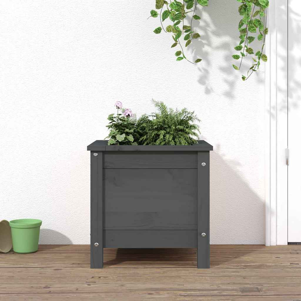 vidaXL Pflanzkübel Grau 40x40x39 cm Massivholz Kiefer