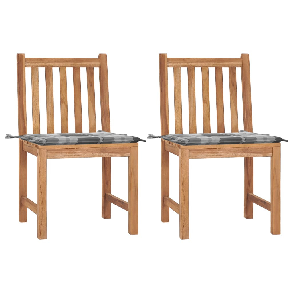 vidaXL Gartenstühle 2 Stk. mit Kissen Massivholz Teak