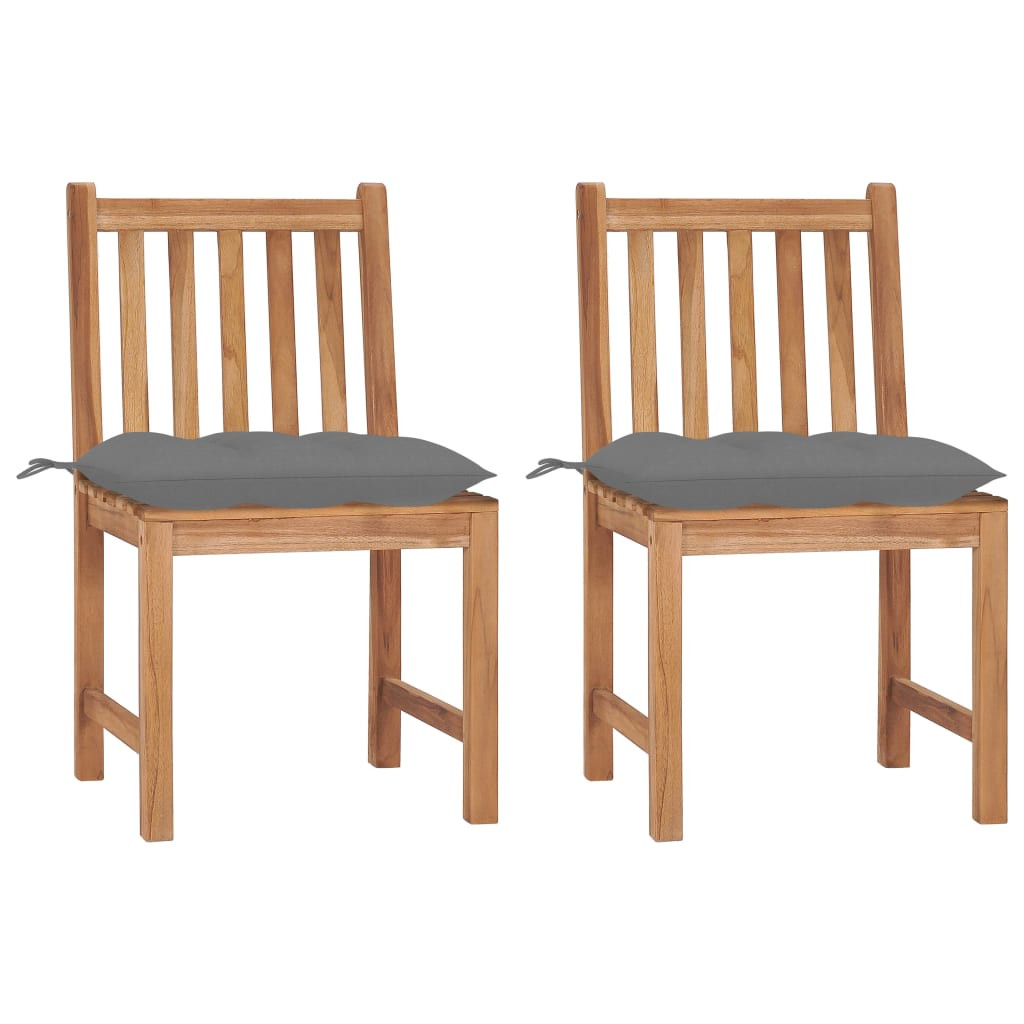 vidaXL Gartenstühle 2 Stk. mit Kissen Massivholz Teak