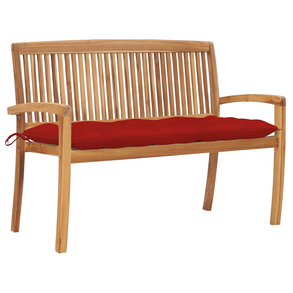 vidaXL Stapelbare Gartenbank mit Auflage 128,5 cm Massivholz Teak