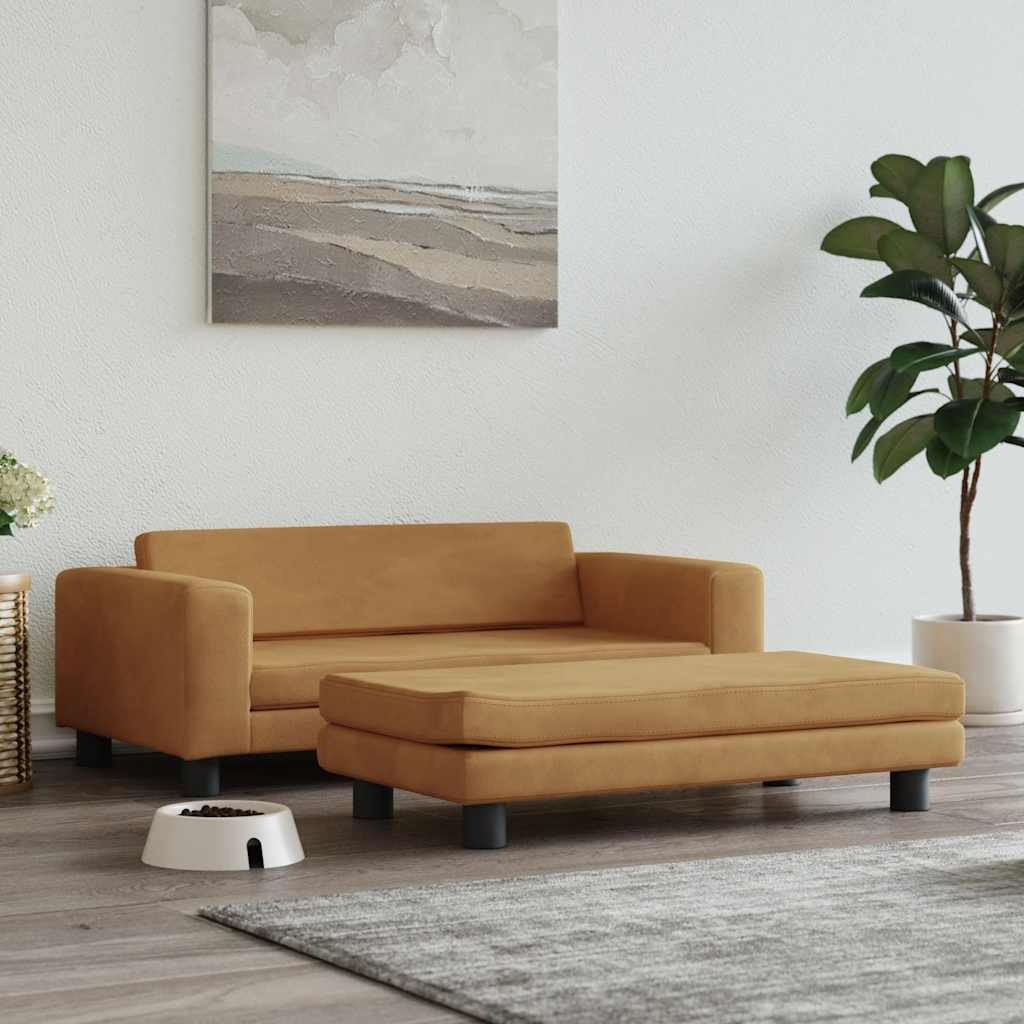 vidaXL Hundebett mit Verlängerung Braun 100x50x30 cm Samt