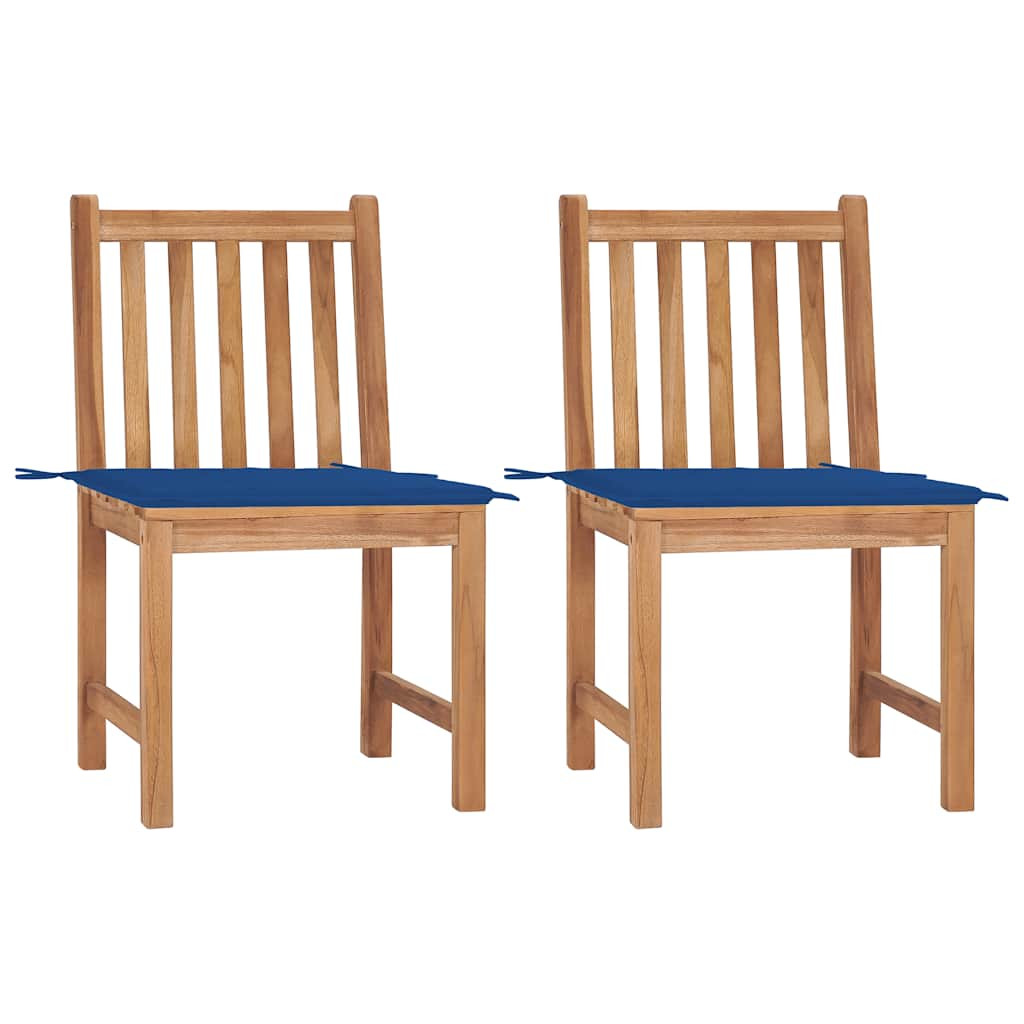 vidaXL Gartenstühle 2 Stk. mit Kissen Massivholz Teak