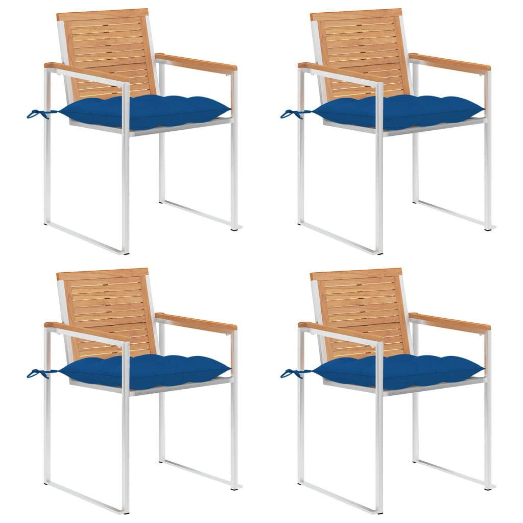 vidaXL Gartenstühle 4 Stk. mit Kissen Massivholz Teak