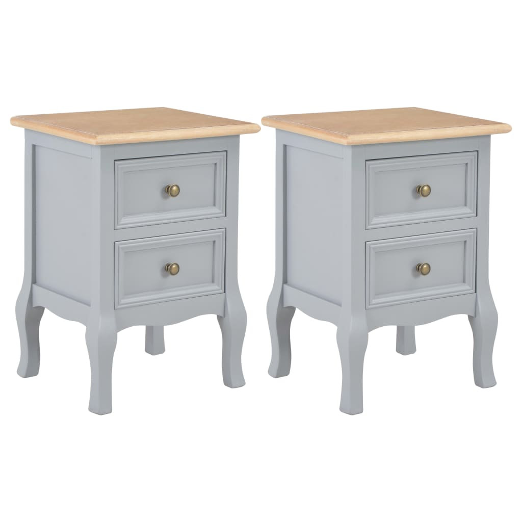 vidaXL Nachttische 2 Stk. Grau 35x30x49 cm MDF