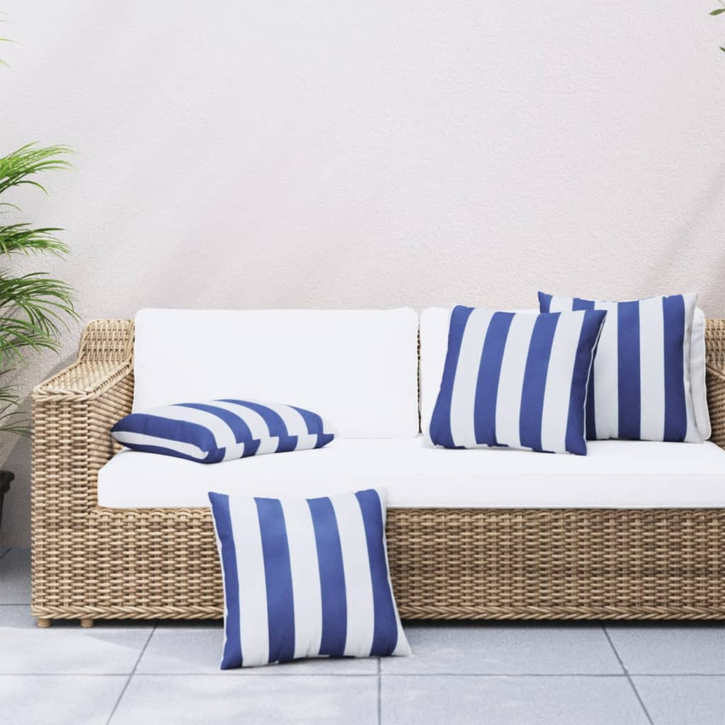 vidaXL Zierkissen 4 Stk. Blau und Weiß 40x40 cm Stoff