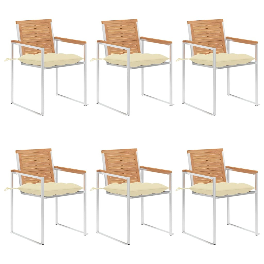vidaXL Gartenstühle 6 Stk. mit Kissen Massivholz Teak