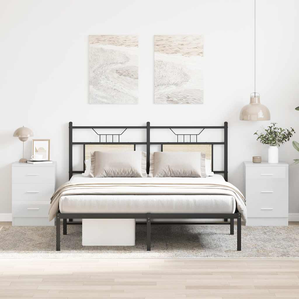 vidaXL Nachttische 2 Stk. Hochglanz-Weiß 38x35x56 cm Holzwerkstoff