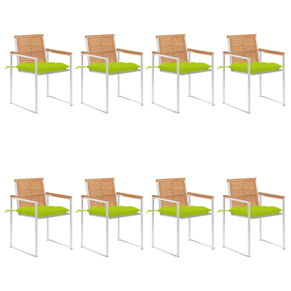 vidaXL Gartenstühle 8 Stk. mit Kissen Massivholz Teak