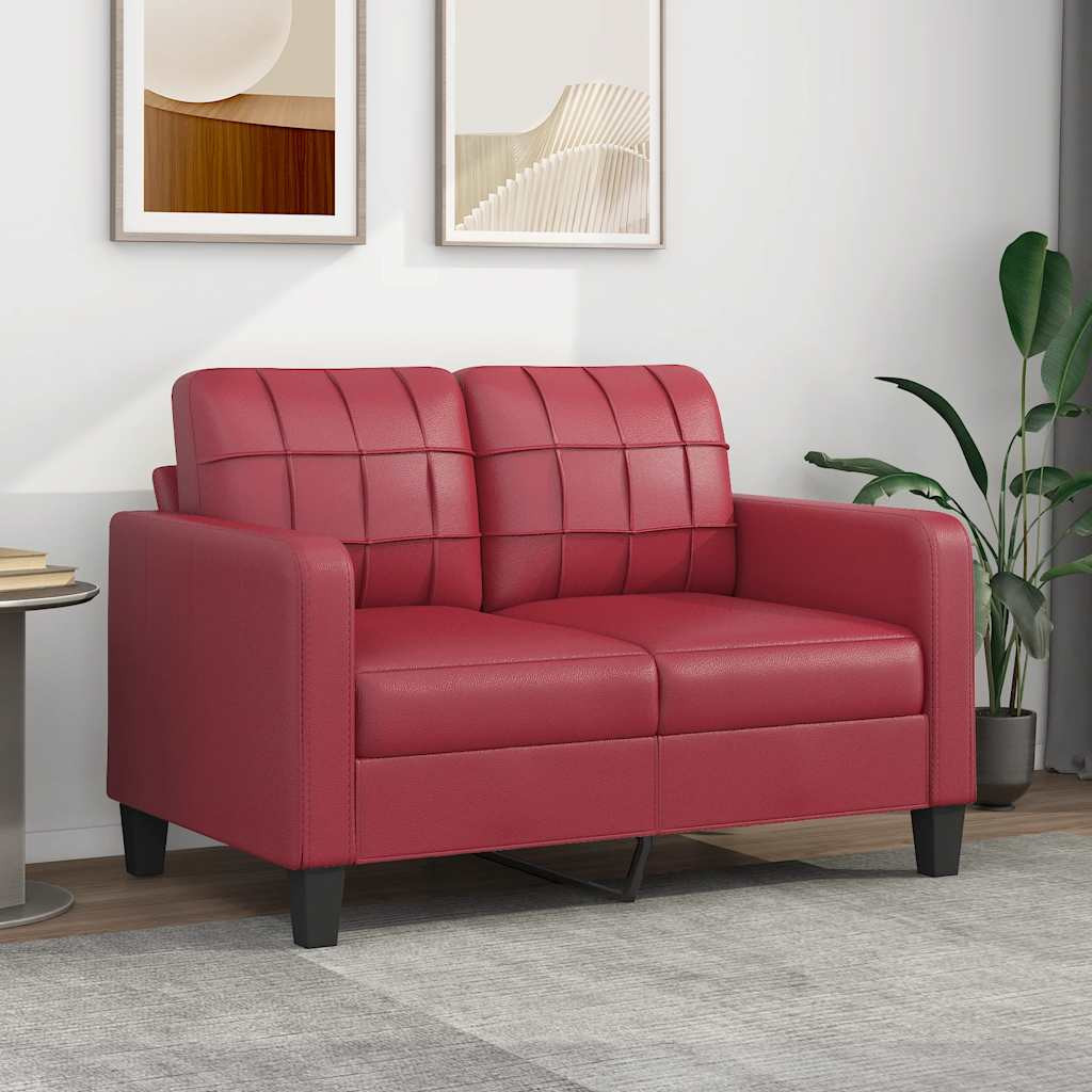 vidaXL 2-Sitzer-Sofa Weinrot 120 cm Kunstleder