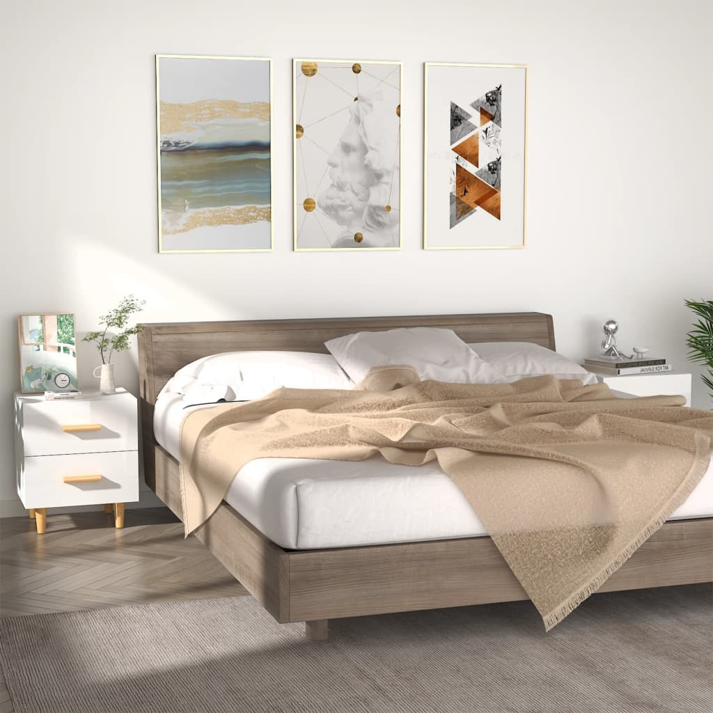 vidaXL Nachttische 2 Stk. Hochglanz-Weiß 40x35x47,5 cm