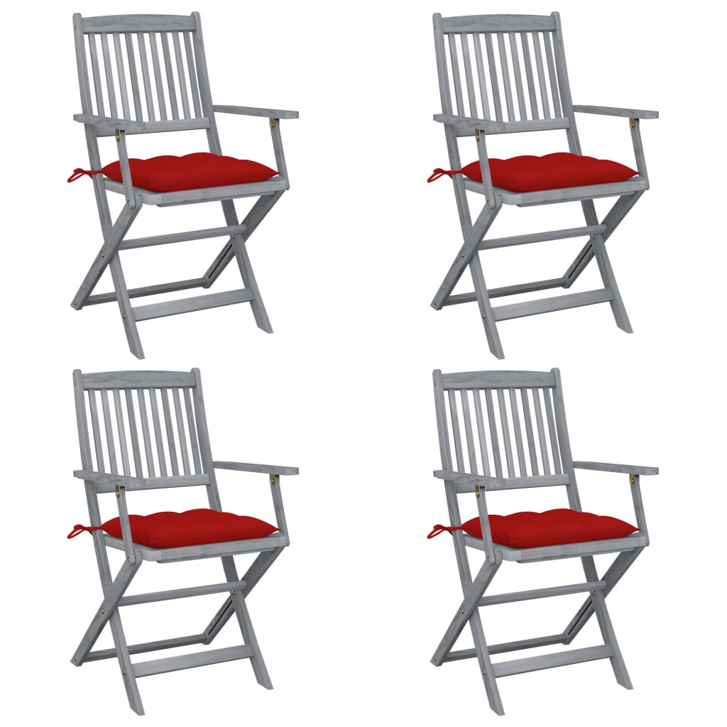 vidaXL Klappbare Gartenstühle 4 Stk. mit Kissen Massivholz Akazie