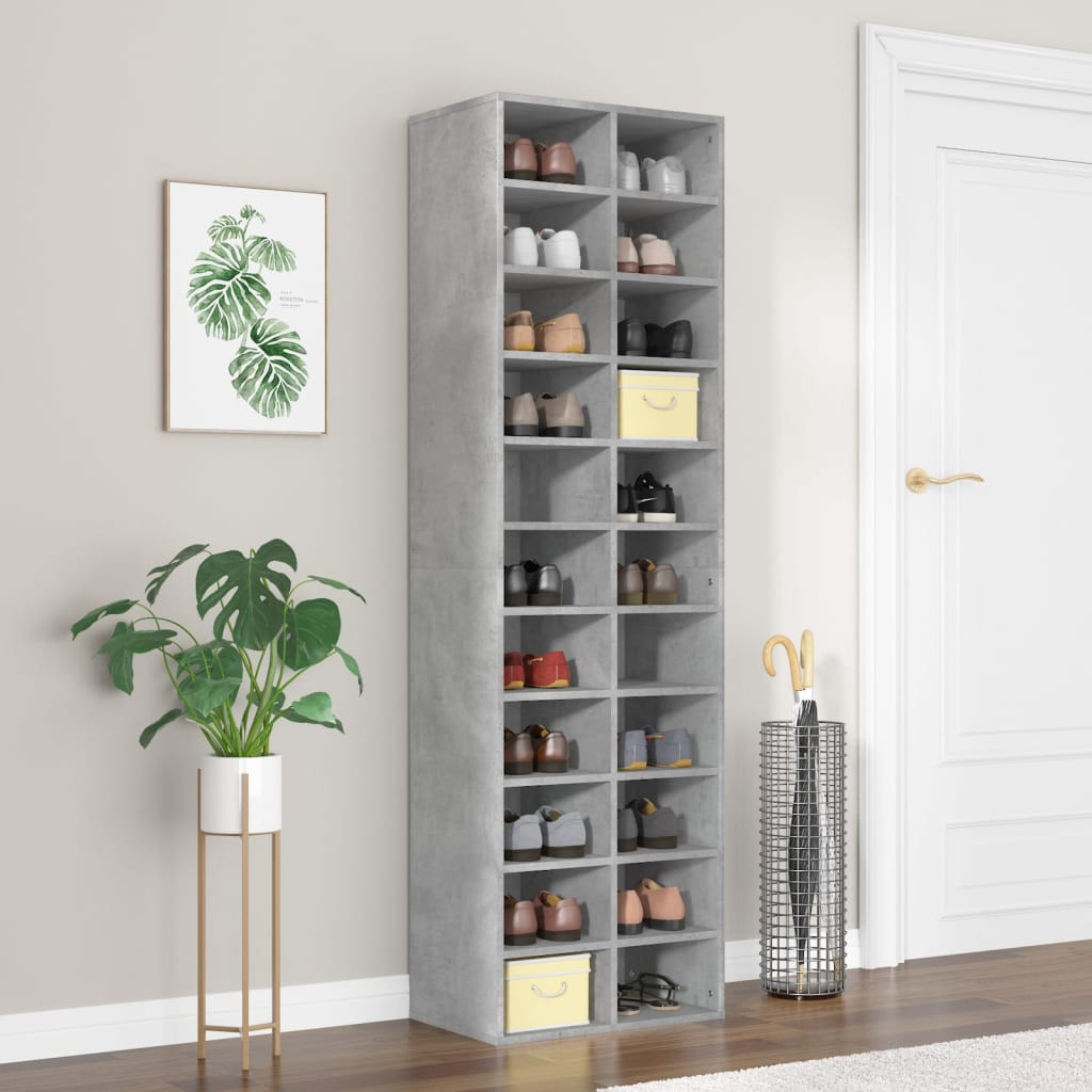 vidaXL Schuhschrank Betongrau 54x34x183 cm Holzwerkstoff