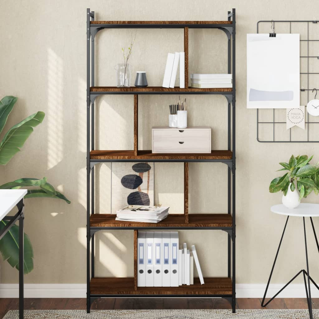 vidaXL Bücherregal 5 Böden Braun Eiche-Optik 76x32x158cm Holzwerkstoff