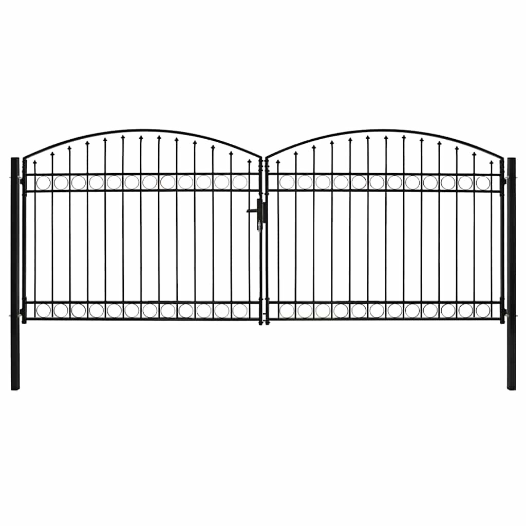 vidaXL Zauntor ASSEN Doppeltür mit Bogenabschluss Stahl 400 x 175 cm